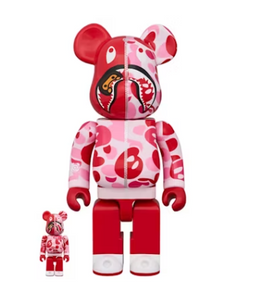 Bearbrick x BAPE Baby Milo(R) Camo Shark 100% & 400% Set Pink