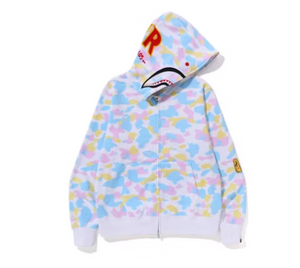 BAPE New Multi Camo 2nd Shark Full Zip Hoodie White