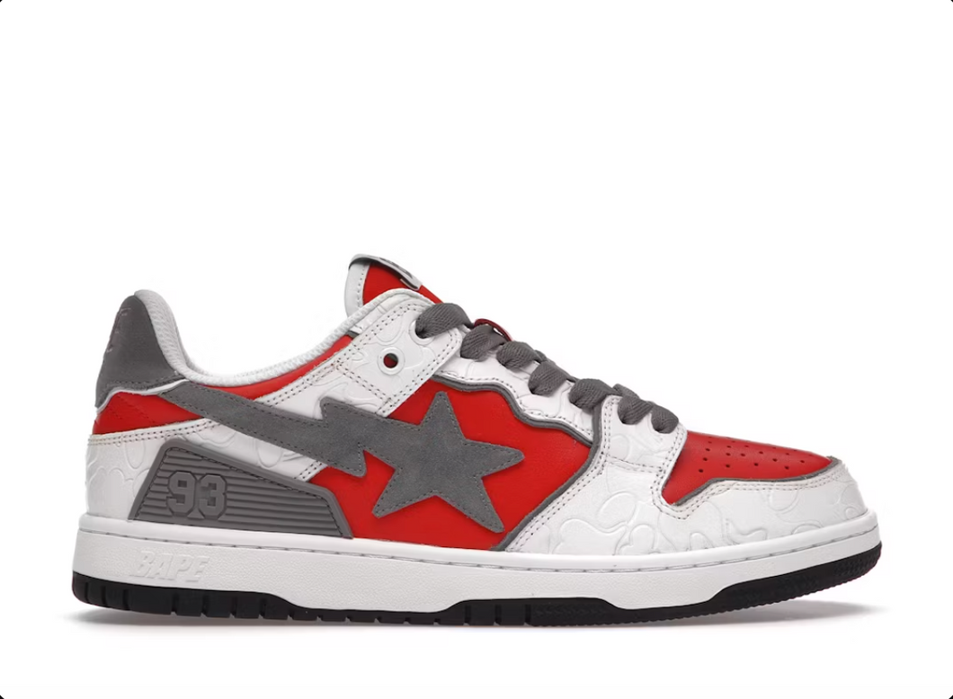 A Bathing Ape Bape SK8 Sta White Red