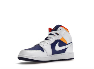 Jordan 1 Mid White Laser Orange Deep Royal Blue (GS)