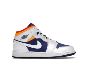 Jordan 1 Mid White Laser Orange Deep Royal Blue (GS)