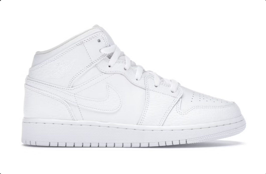 Jordan 1 Mid Triple White Tumbled Leather