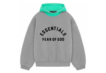 Load image into Gallery viewer, Fear of God Essentials Nylon Fleece Hoodie Dark Heather Oatmeal/Mint Leaf
