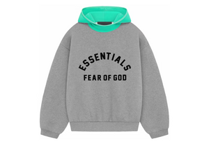 Fear of God Essentials Nylon Fleece Hoodie Dark Heather Oatmeal/Mint Leaf