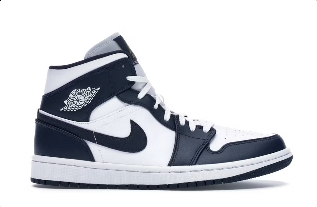 Jordan 1 Mid White Metallic Gold Obsidian