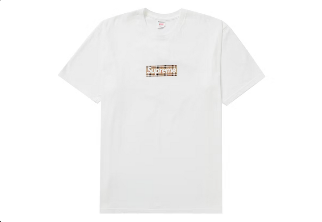 Supreme Burberry Box Logo Tee White