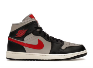 Jordan 1 Mid Black College Grey Gym Red