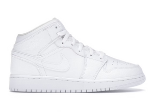 Jordan 1 Mid Triple White Tumbled Leather