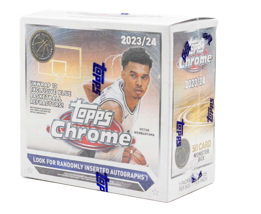 2023-24 Topps Chrome NBA Basketball Monster Box Wembanyama Cards