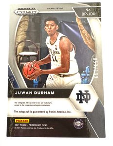 Panini Prizm 2021 Juwan Durham Rookie AUTO RAW