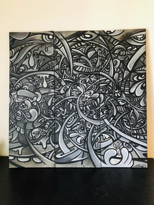 Gerard Gademan Painting BLACK N WHITE One of a Kind, (Switzerland only Delivery)