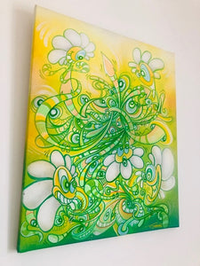 Gerard Gademan Painting FLOWER POWER One of a Kind, (Switzerland only Delivery)