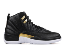 Load image into Gallery viewer, Jordan 12 Retro Black Metallic Gold White (W) Size 6W
