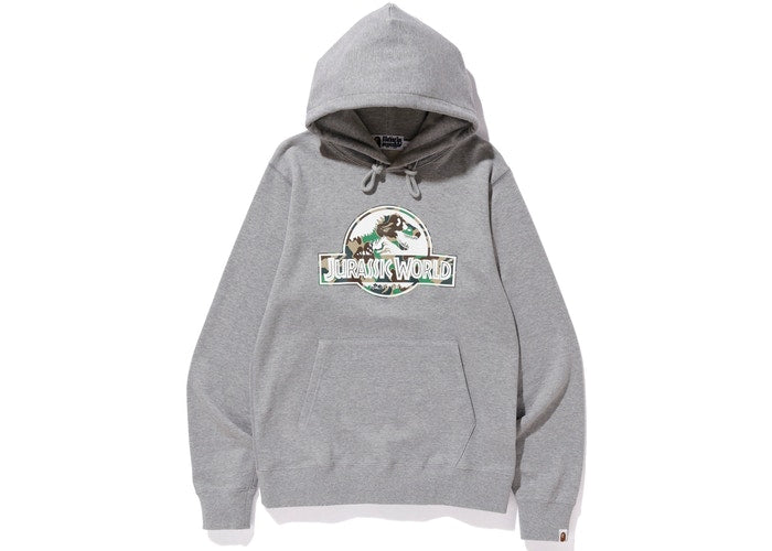 BAPE x Jurassic World Logo Pullover Hoodie Gray Size M