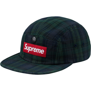 Supreme Snap Button Pocket Camp Cap Black Watch Plaid