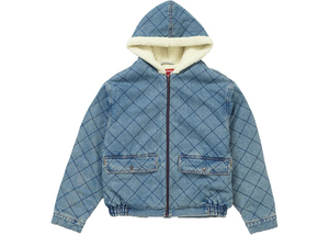 Supreme Quilted Denim Pilot Jacket Washed Blue Size S