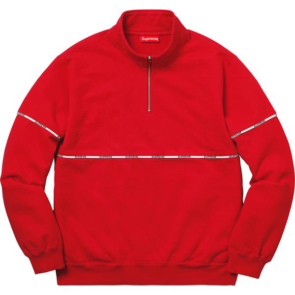 Supreme Logo Piping Half Zip Sweatshirt Red Size L