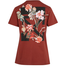 Load image into Gallery viewer, OFF-WHITE Floral Print Cotton Jersey T-shirt Bordeaux Size S
