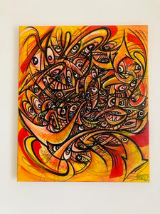 Gerard Gademan Painting BURNING HELL One of a Kind.