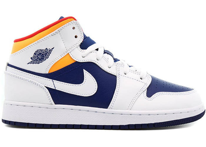 Jordan 1 Mid White Laser Orange Deep Royal Blue (GS) Size 6.5Y