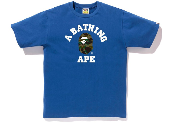 BAPE 1st Camo College Tee Blue/Green Size XL