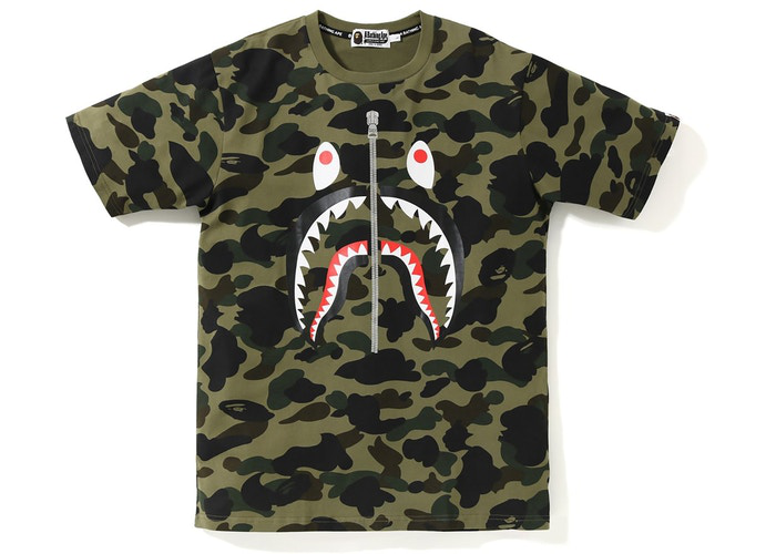 BAPE 1st Camo PONR Shark Tee Green Size XL