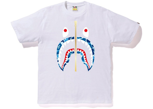 BAPE ABC Gold Zip Shark Tee White/Blue Size XL