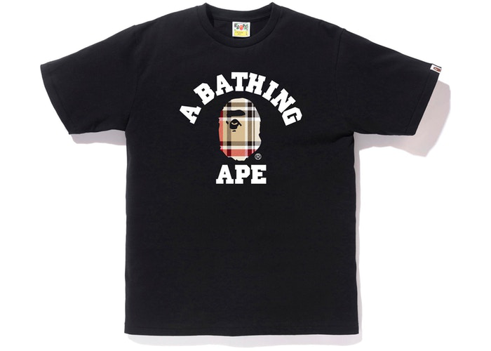 BAPE Check College Tee Black/Beige Size S