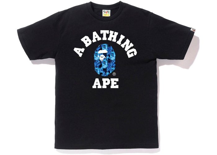 BAPE Flame College Tee Black/Blue Size S