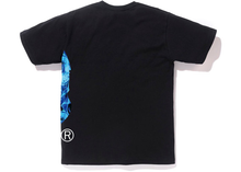 Load image into Gallery viewer, BAPE Flame Side Big Ape Head Tee Black/Blue Size M
