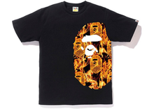 Load image into Gallery viewer, BAPE Flame Side Big Ape Head Tee Black/Orange Size M
