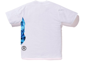 BAPE Flame Side Big Ape Head Tee White/Blue Size M