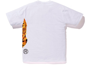 BAPE Flame Side Big Ape Head Tee White/Orange Size S