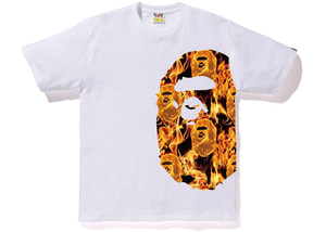 BAPE Flame Side Big Ape Head Tee White/Orange Size S