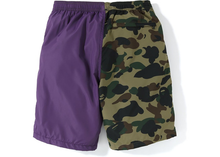 Load image into Gallery viewer, BAPE Half 1st Camo Shark Beach Shorts Purple/Green Size  L
