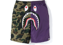 Load image into Gallery viewer, BAPE Half 1st Camo Shark Beach Shorts Purple/Green Size  L
