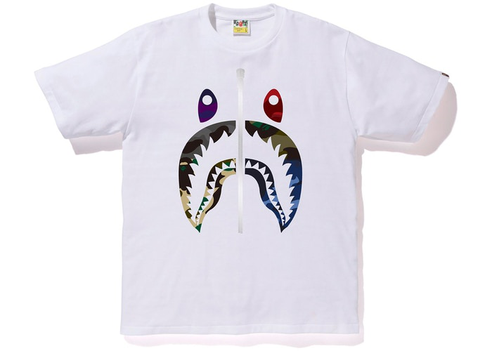 BAPE Mix Camo Shark Tee White Size S