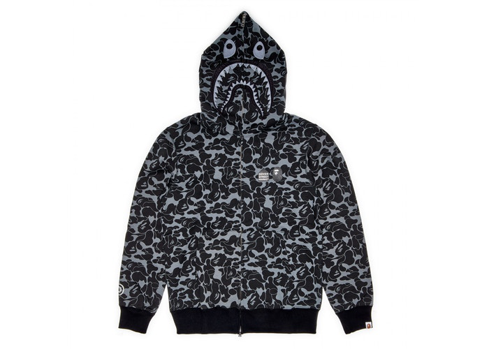 BAPE x Dover Street Market Special Camo Shark Full Zip Hoodie Black Size S