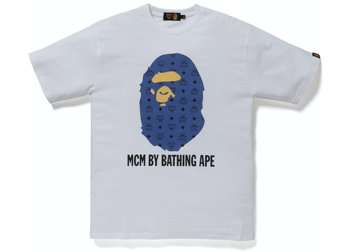 BAPE x MCM By Bathing Tee White/Navy Size S