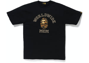 BAPE x MCM Rhinestone College Tee Black Size S