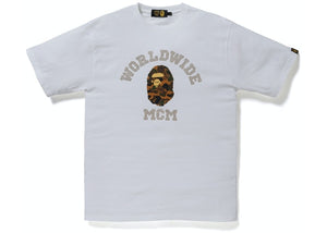 BAPE x MCM Rhinestone College Tee White Size S