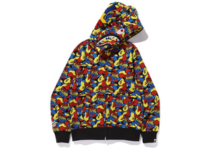 BAPE x Medicom Toy Camo Bear Shark Full Zip Hoodie Multi Size L