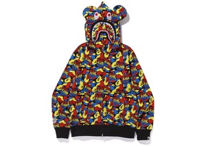 BAPE x Medicom Toy Camo Bear Shark Full Zip Hoodie Multi Size L