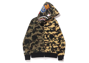 BAPE 1st Camo Half Shark Full Zip Hoodie Green Camo Size L