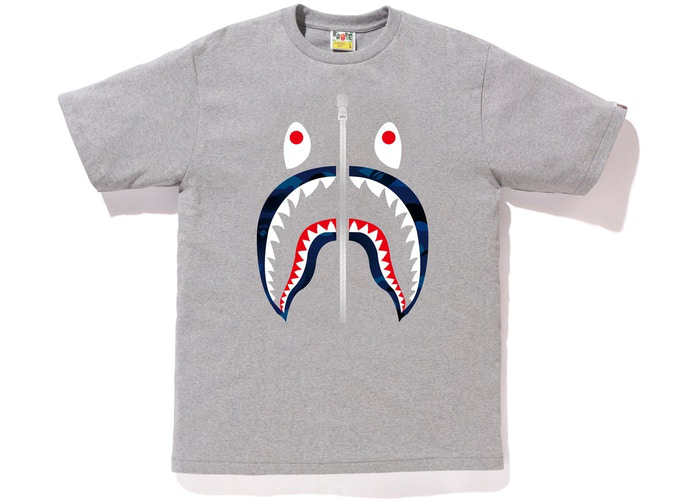 BAPE Gradation Camo Shark Tee Gray/Navy Size XL