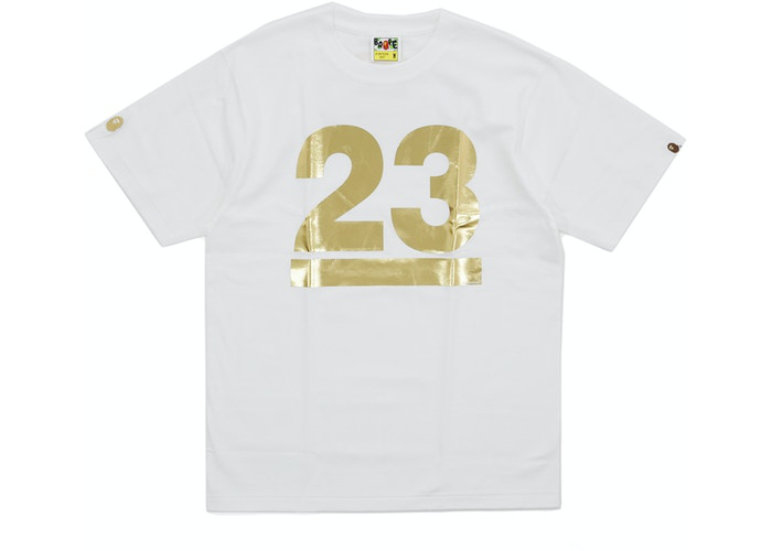 BAPE NW23 Gold Foil Logo Tee White Size L