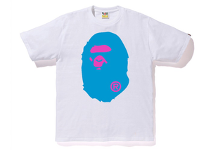 BAPE Neon Big Ape Head Tee White/Blue Size M