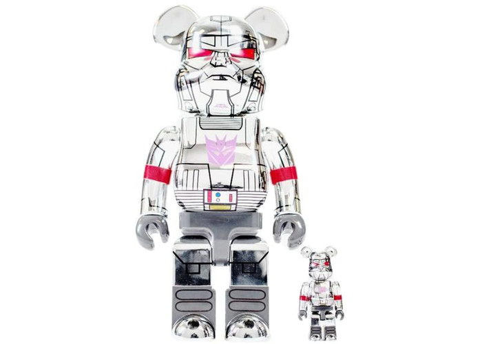 Bearbrick Transformers Megatron 100% & 400% Set Silver