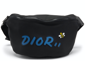 Dior x Kaws Belt Bag Blue Logo Nylon Black