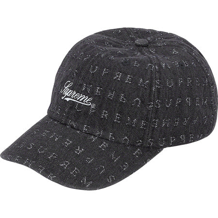 Supreme Jacquard Logo Denim 6-Panel Cap Black